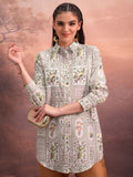 Vishudh Women Off White Printed Tunic - Off White - Image 1