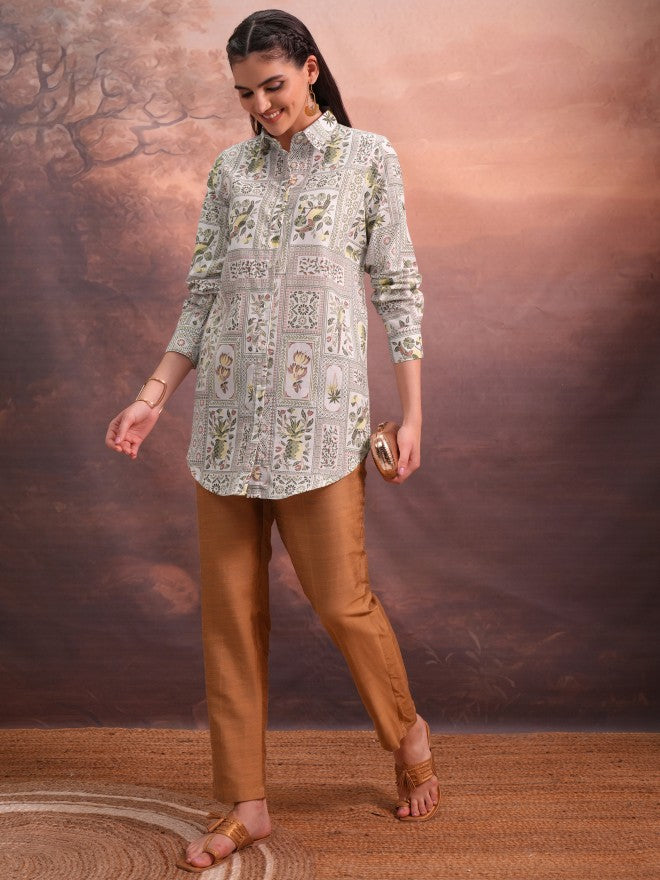 Vishudh Women Off White Printed Tunic - Off White - Image 2