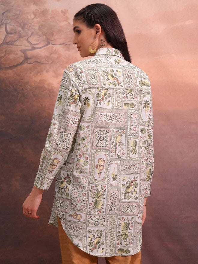 Vishudh Women Off White Printed Tunic - Off White - Image 3