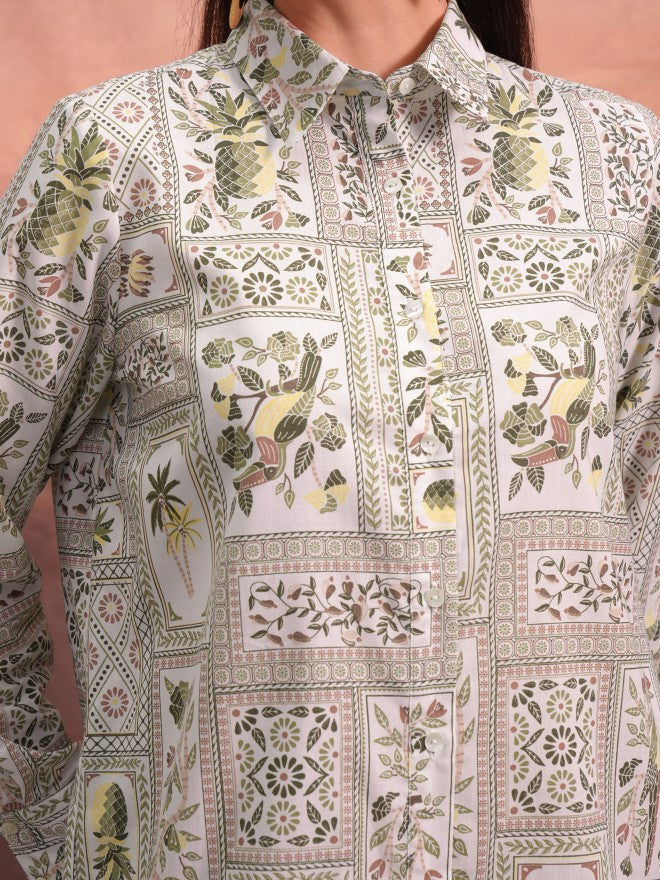 Vishudh Women Off White Printed Tunic - Off White - Image 5