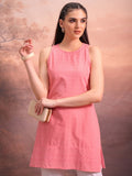 Vishudh Women Peach Embroidered Tunics - Peach - Image 1