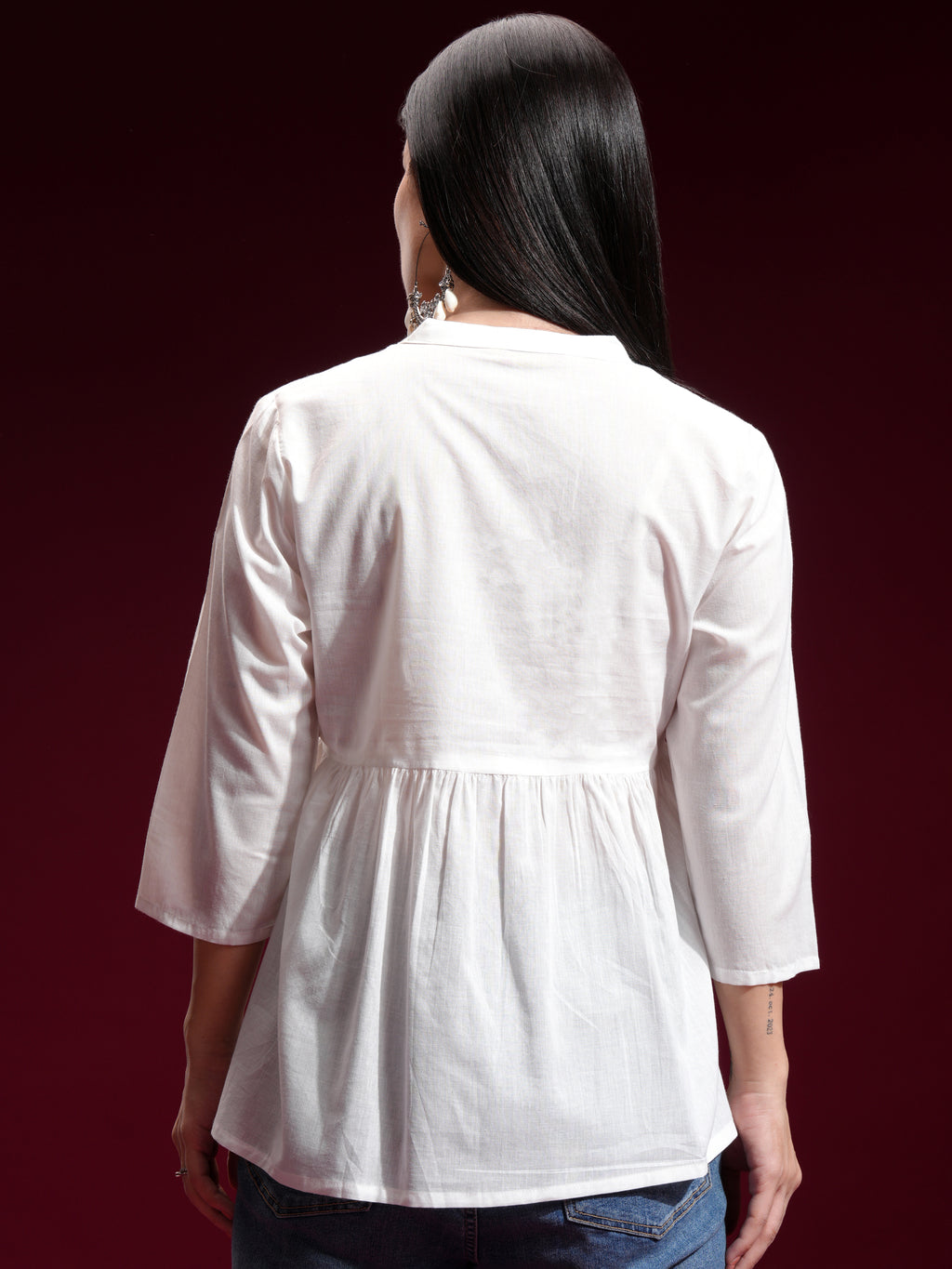 Vishudh Womens Off White Gathered Top - Off White - Image 3