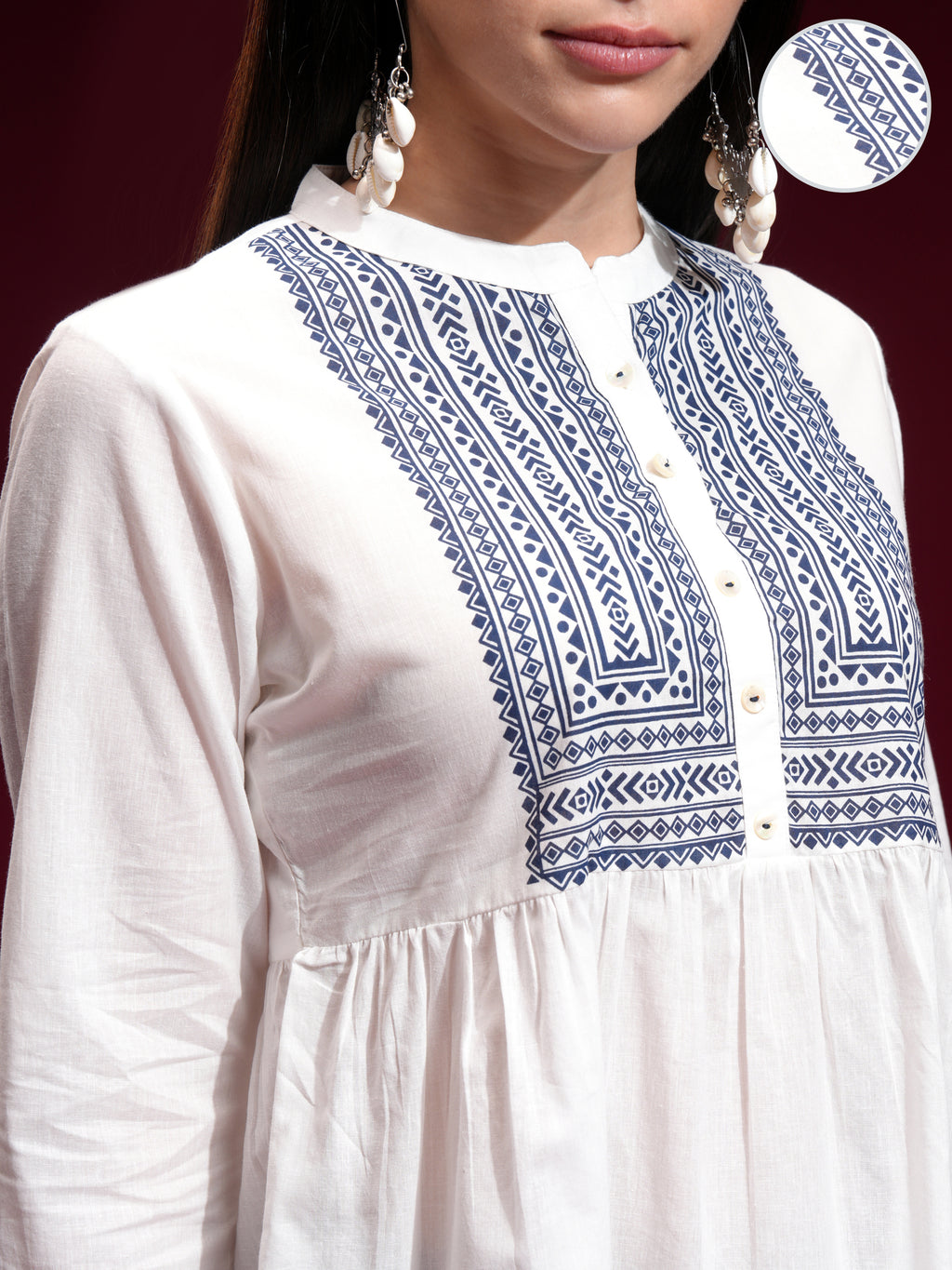 Vishudh Womens Off White Gathered Top - Off White - Image 5