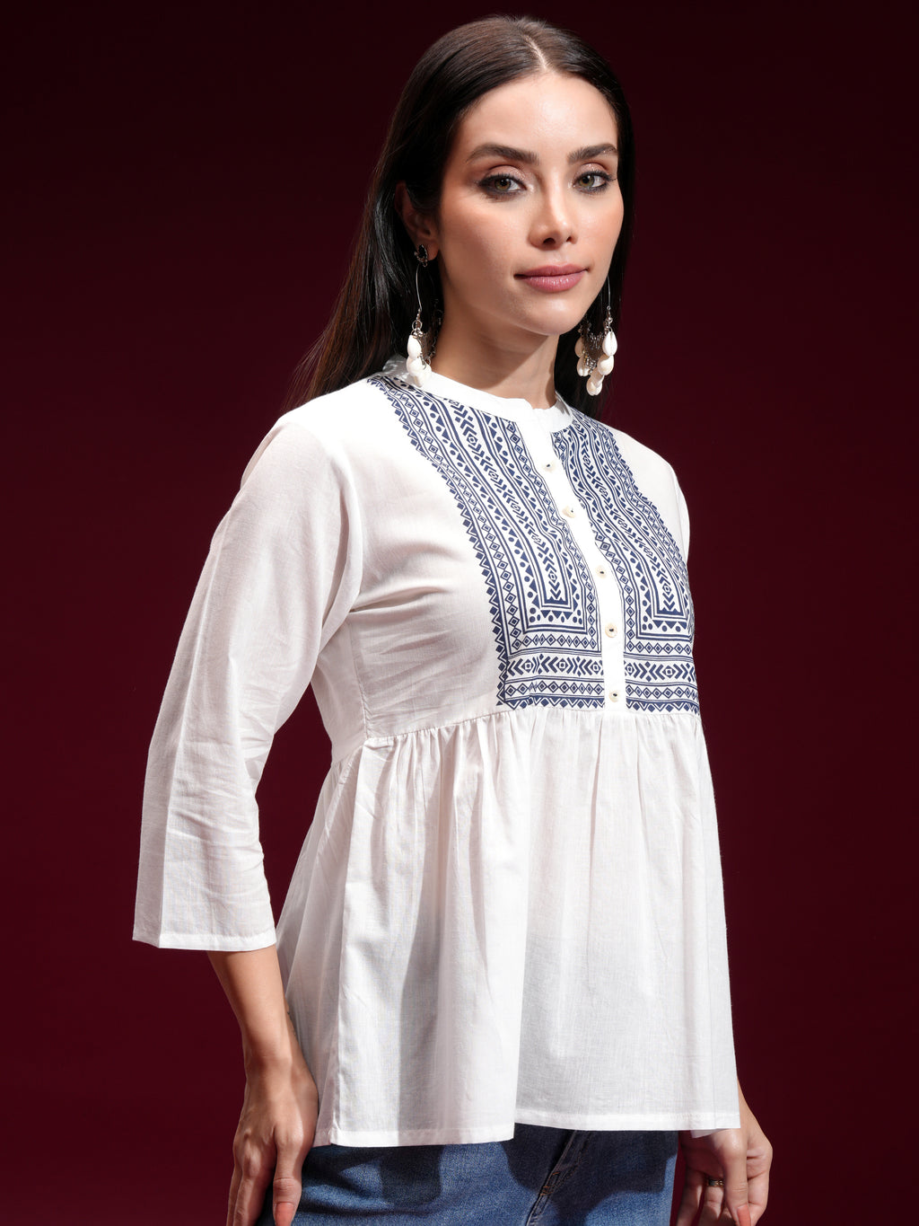 Vishudh Womens Off White Gathered Top - Off White - Image 6