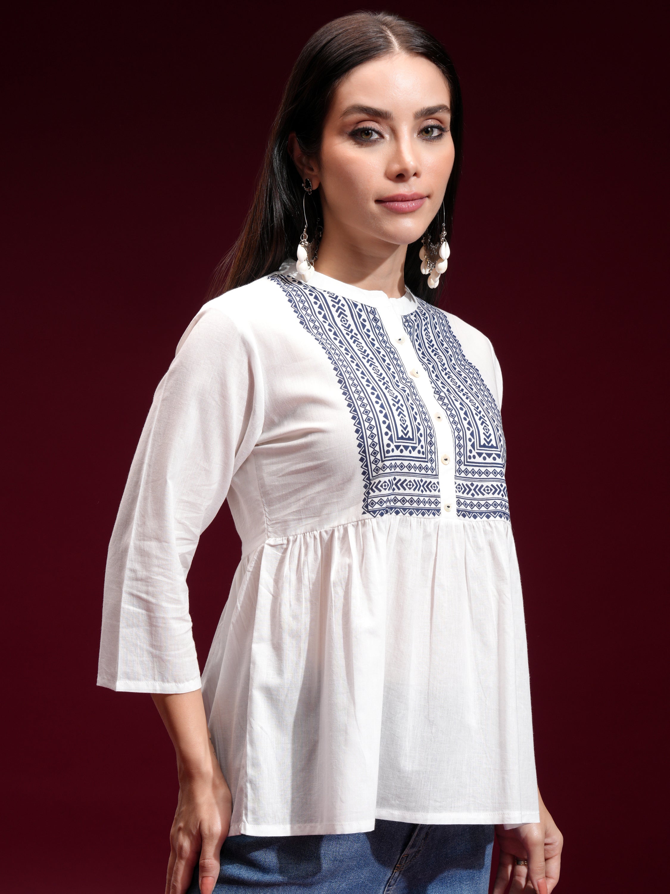 Vishudh Womens Off White Gathered Top - Off White - Image 6