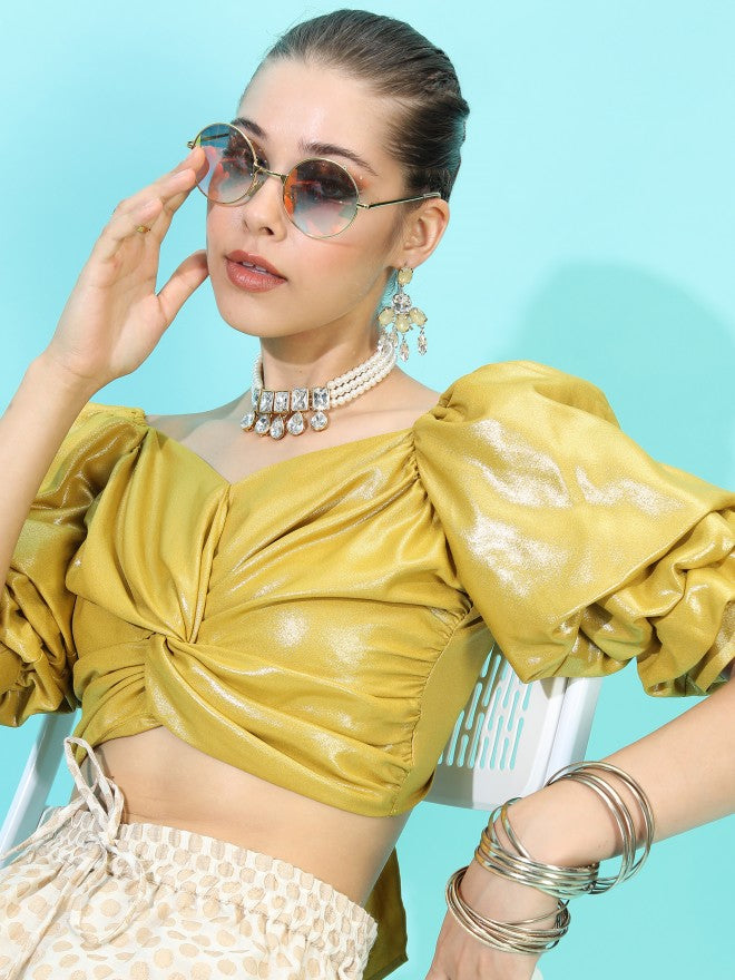 Vishudh Womens Crop Top - Yellow - Image 1