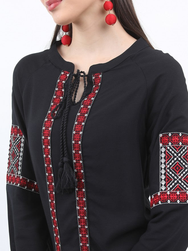 Vishudh Women Black Embroidered Top - Black - Image 5