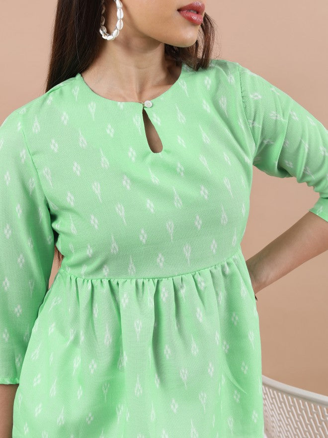 Vishudh Women Green Printed Top - Green - Image 5