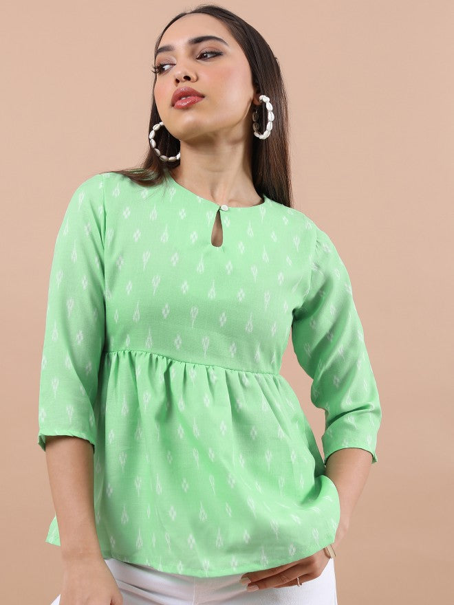 Vishudh Women Green Printed Top - Green - Image 6