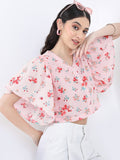 Vishudh Women Lt Pink Printed Regular Top - Pink - Image 1