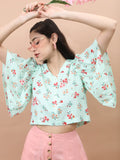 Vishudh Women Lt Mint/Green Printed Regular Top - Multi - Image 1