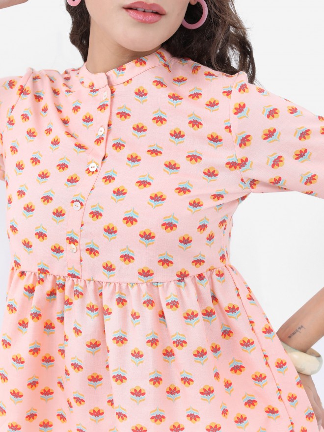Vishudh Women Peach Printed Top - Peach - Image 5