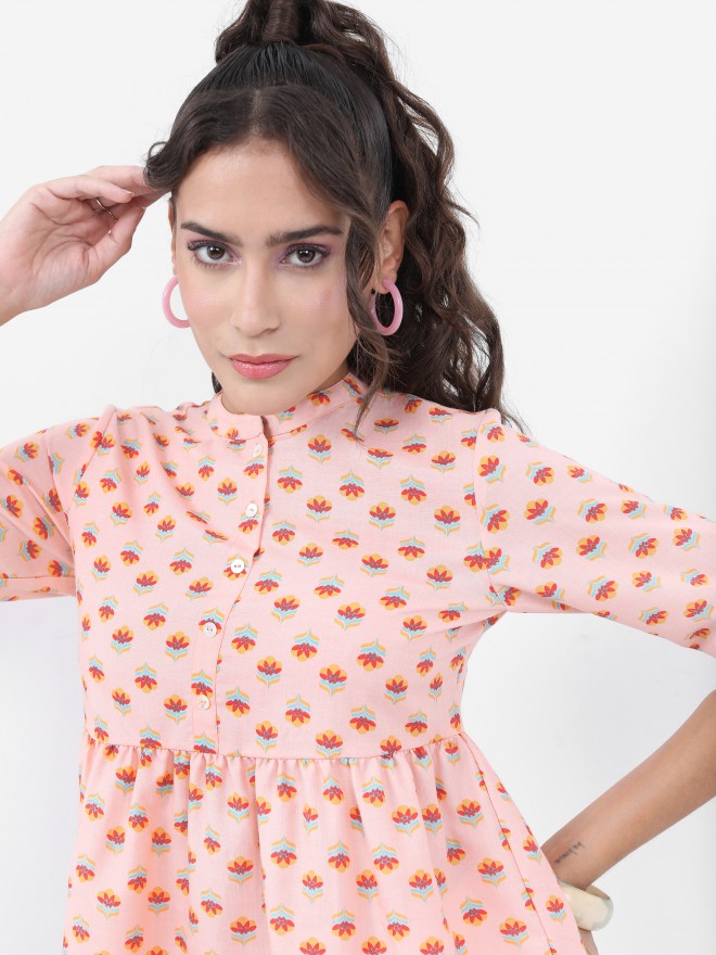 Vishudh Women Peach Printed Top - Peach - Image 7