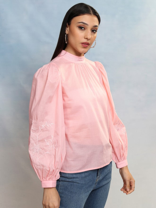 Vishudh Women Rose Embroidered Top - Rose - Image 6