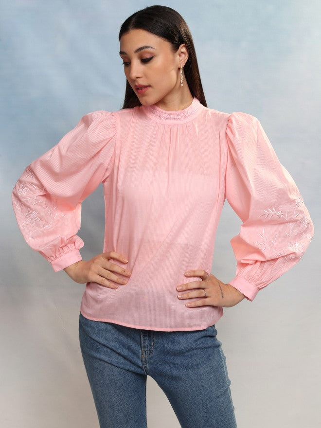 Vishudh Women Rose Embroidered Top - Rose - Image 8