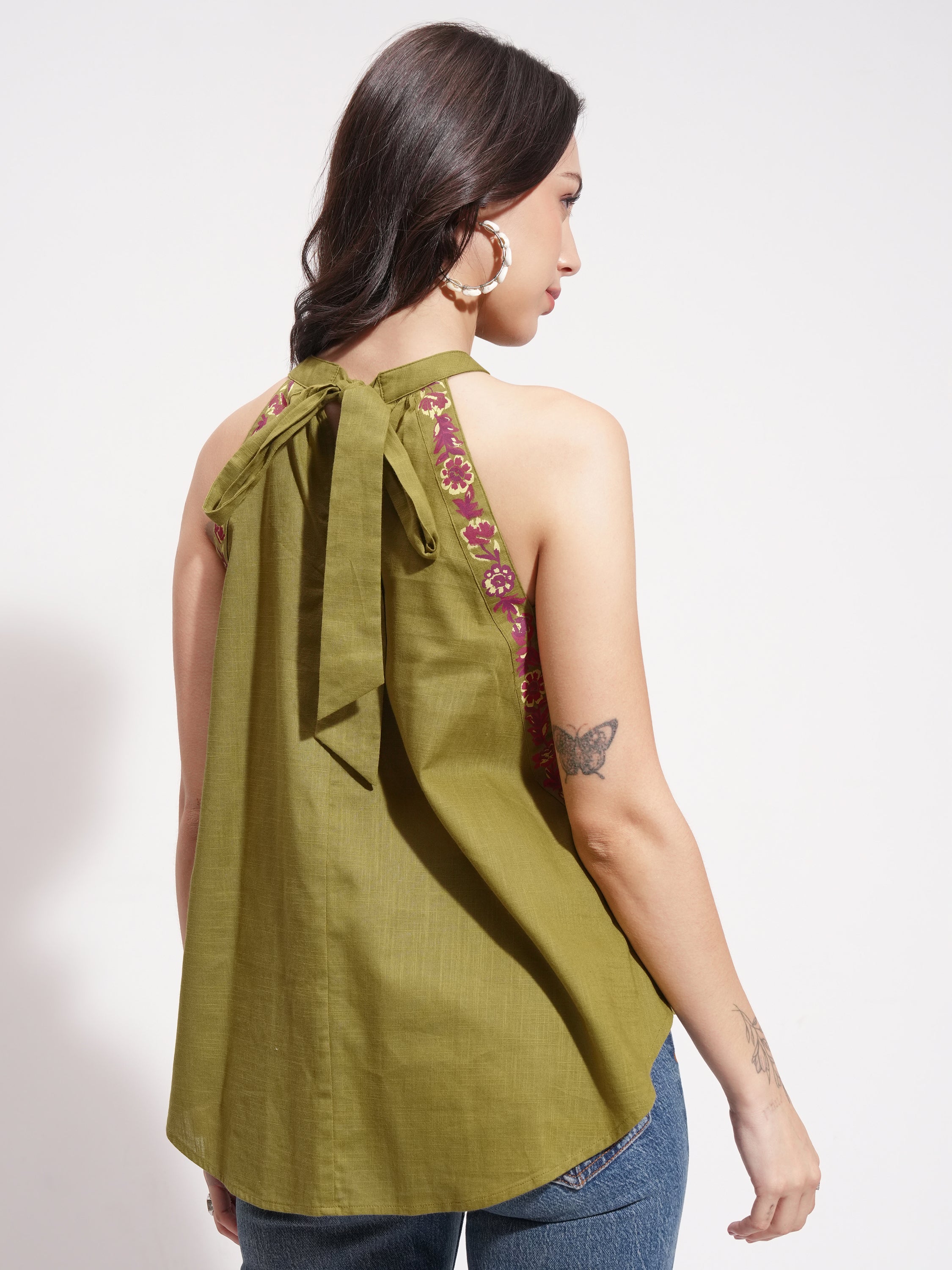 Vishudh Women Green Printed Top - Green - Image 3