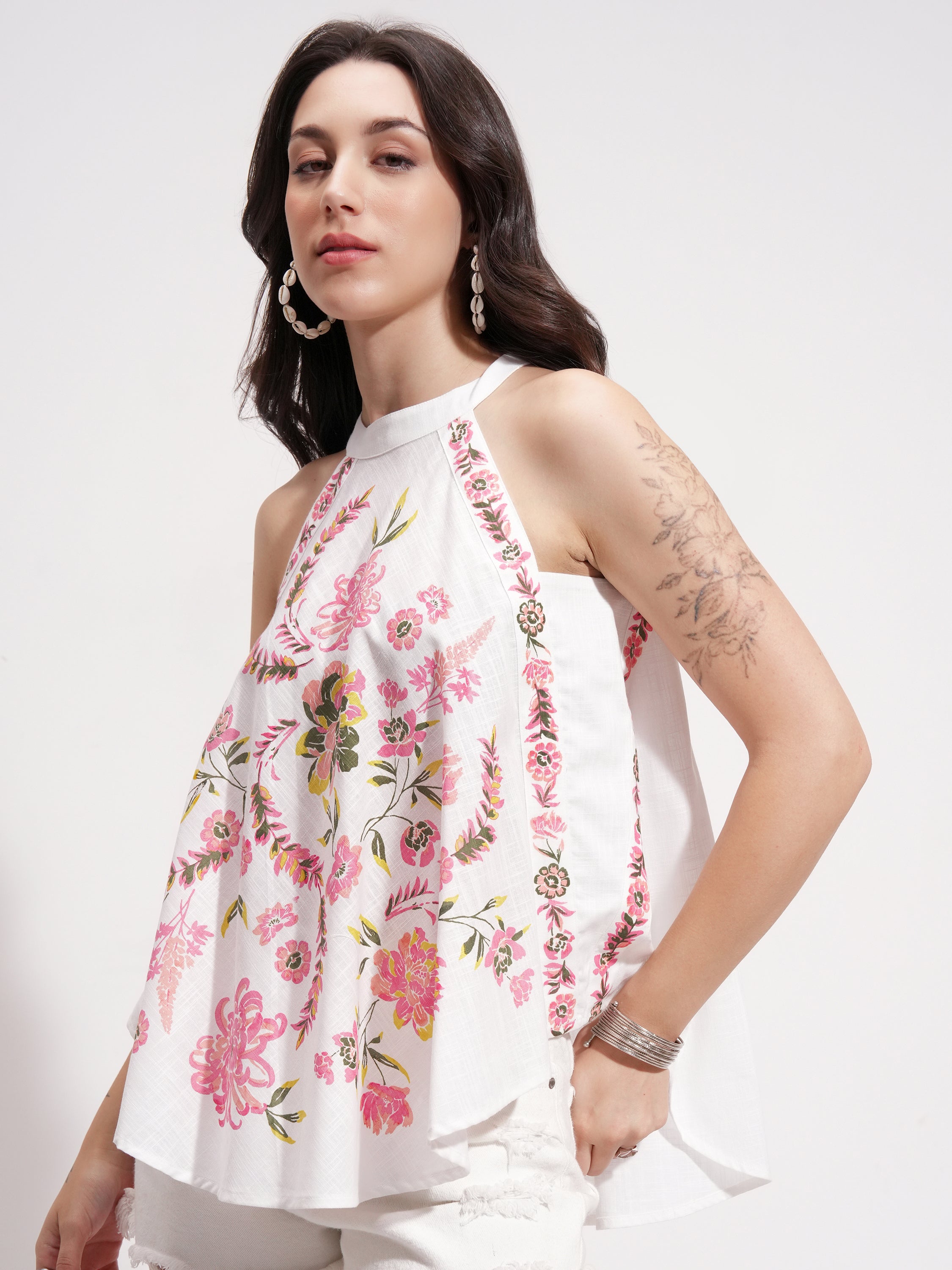 Vishudh Women Off White Printed Top - Off White - Image 4