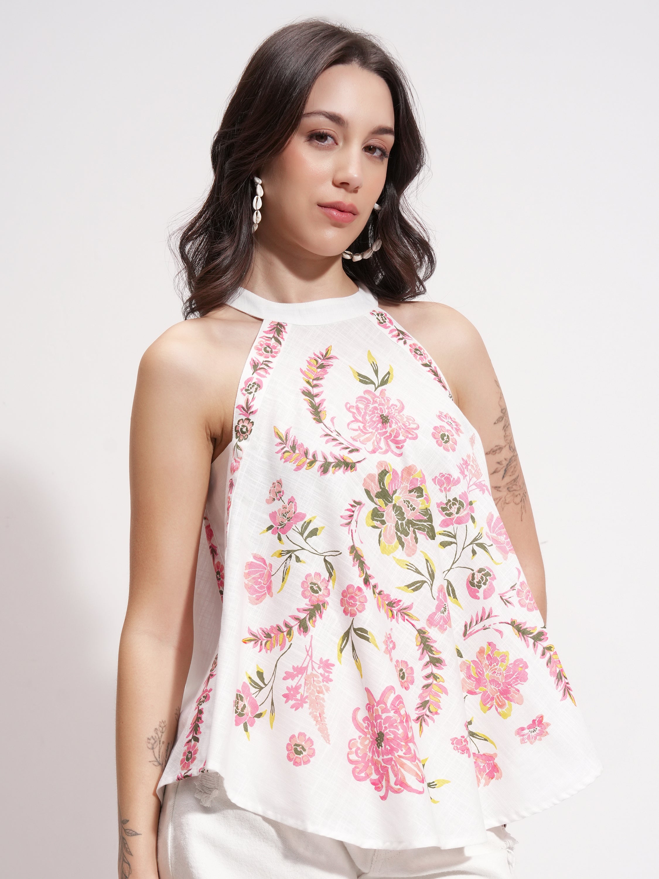 Vishudh Women Off White Printed Top - Off White - Image 6