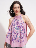 Vishudh Women Pink Printed Top - Pink - Image 1