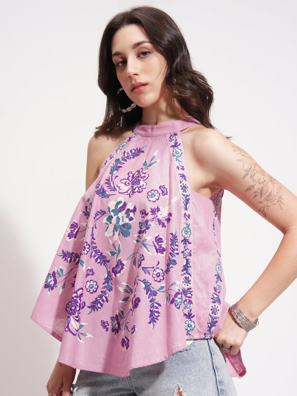 Vishudh Women Pink Printed Top - Pink - Image 4