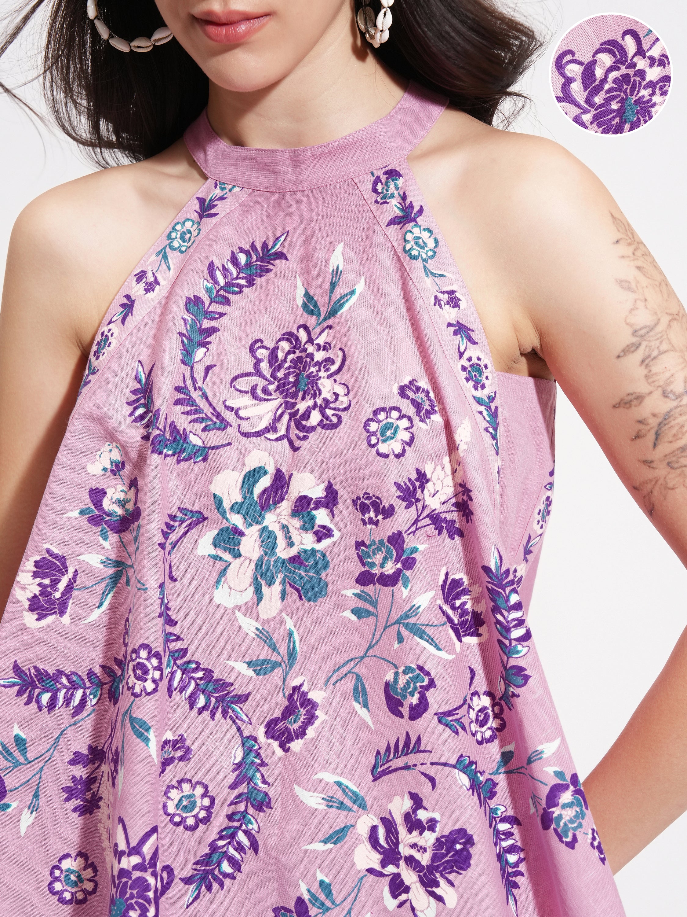 Vishudh Women Pink Printed Top - Pink - Image 5