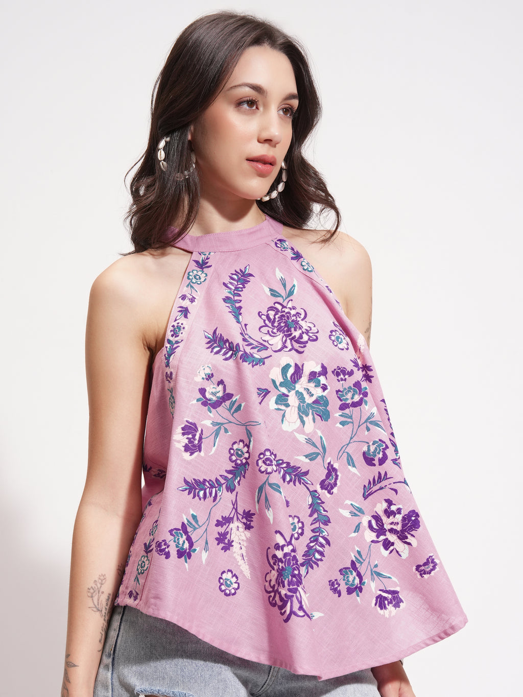 Vishudh Women Pink Printed Top - Pink - Image 6