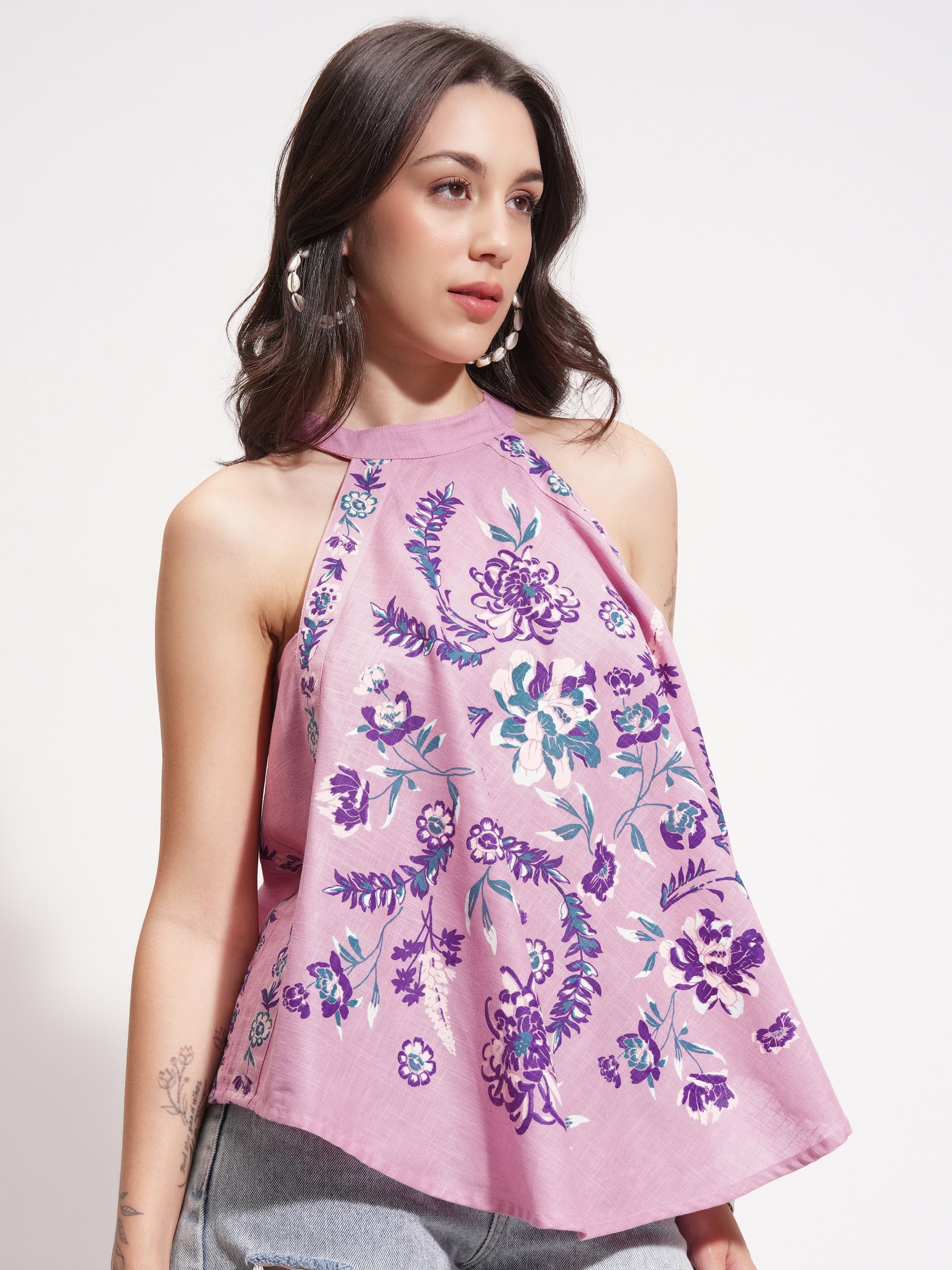 Vishudh Women Pink Printed Top - Pink - Image 6