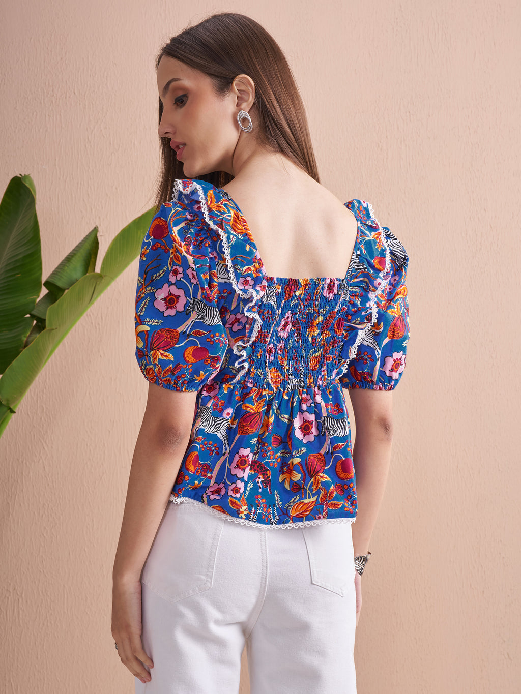 Vishudh Women Blue Printed Top - Blue - Image 3
