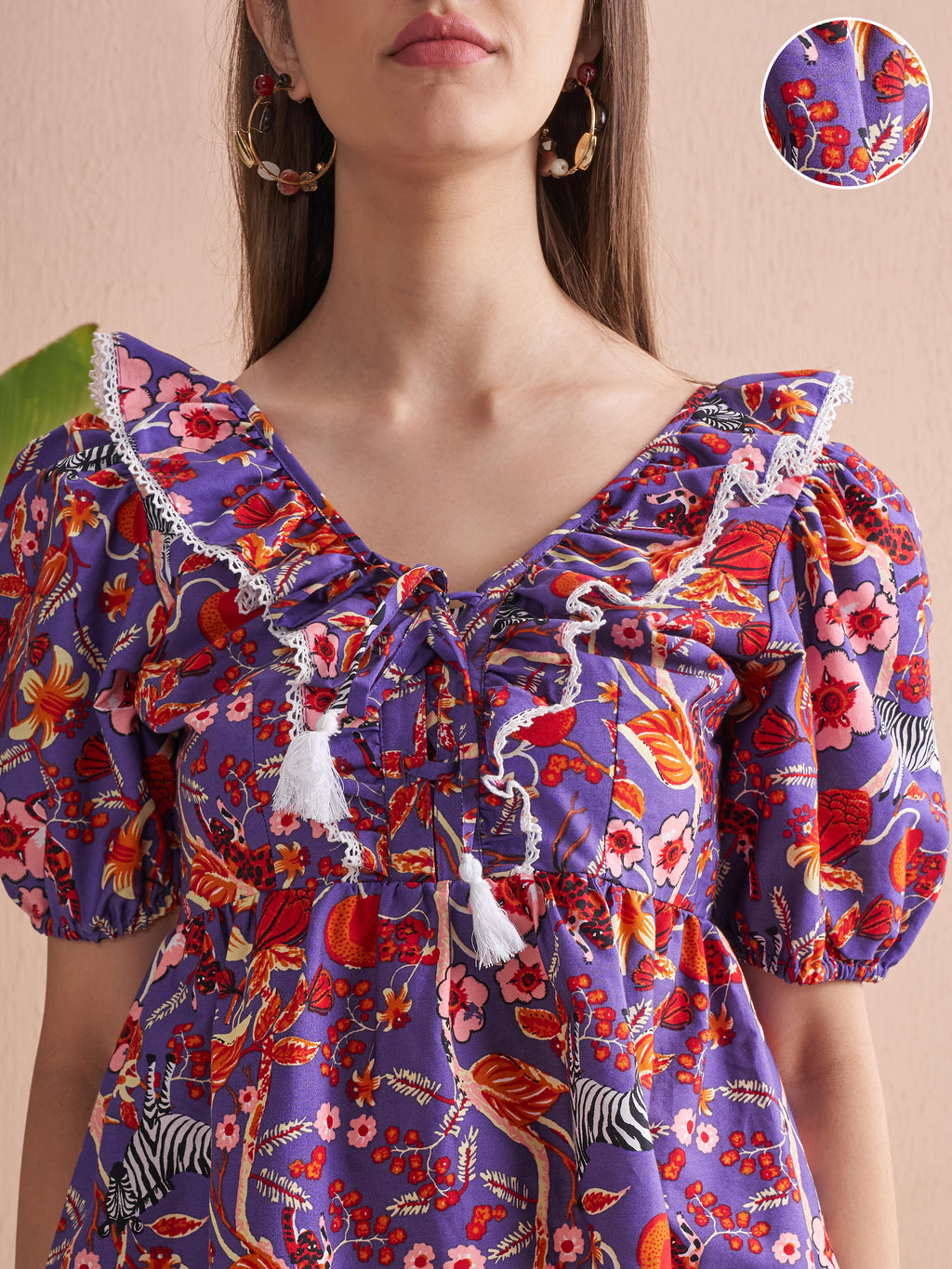 Vishudh Women Purple Printed Top - Purple - Image 5