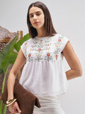 Vishudh Women White Embroidered Top - White - Image 1