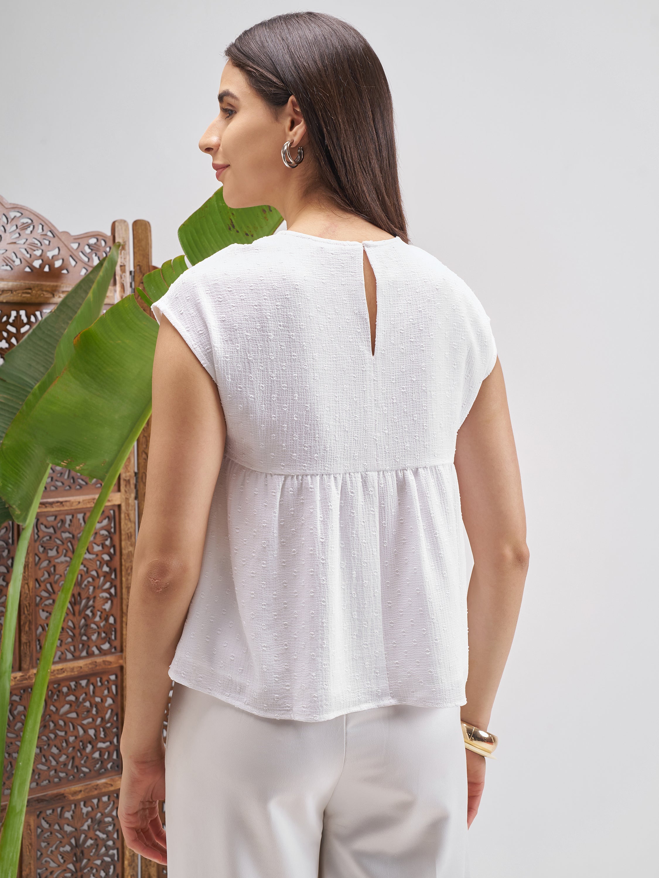Vishudh Women White Embroidered Top - White - Image 3