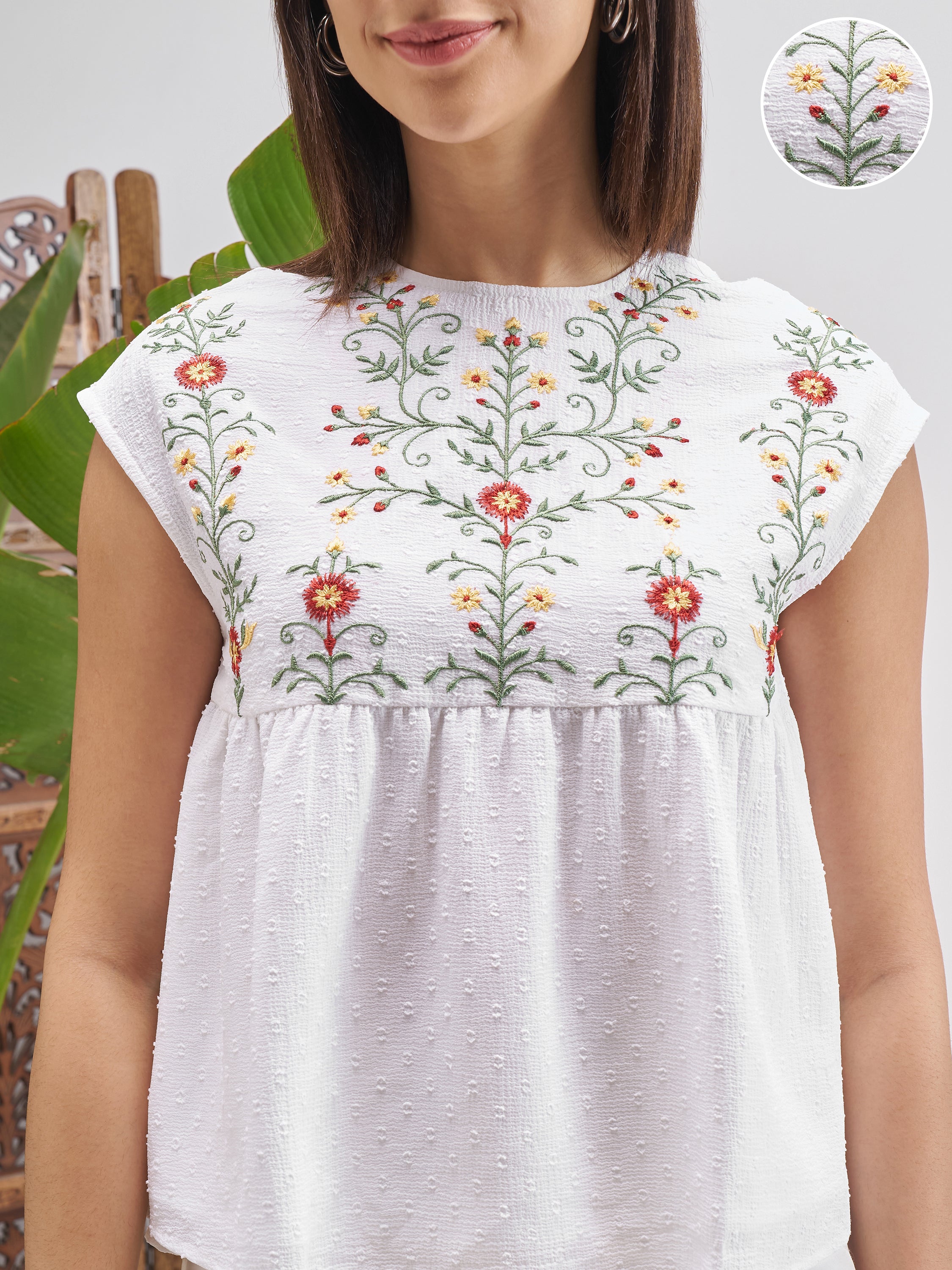 Vishudh Women White Embroidered Top - White - Image 5