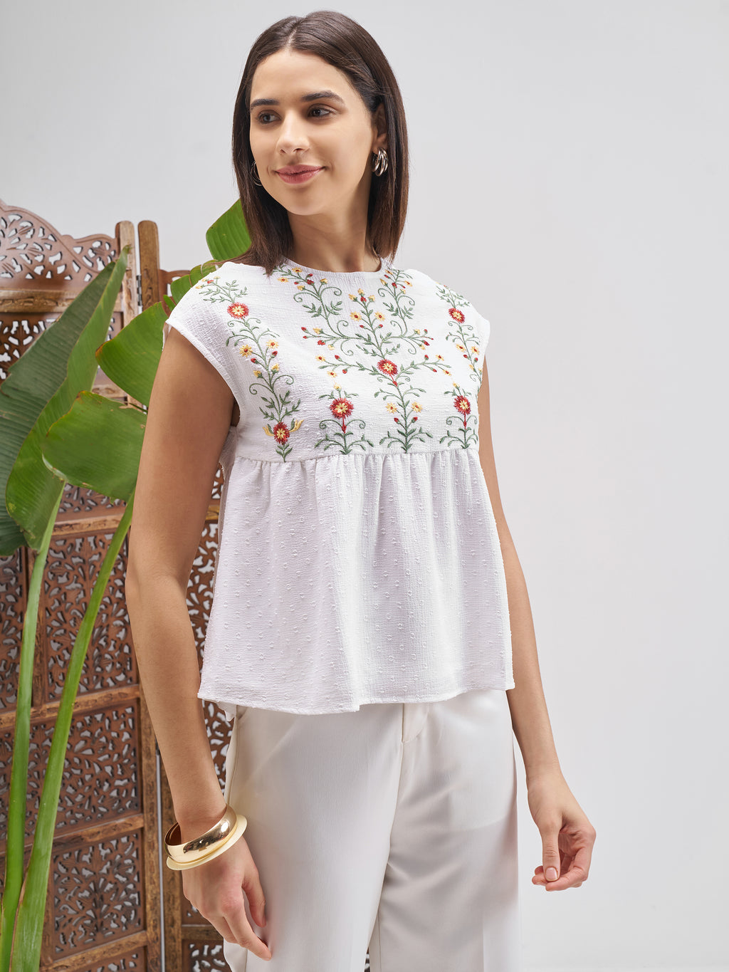 Vishudh Women White Embroidered Top - White - Image 6