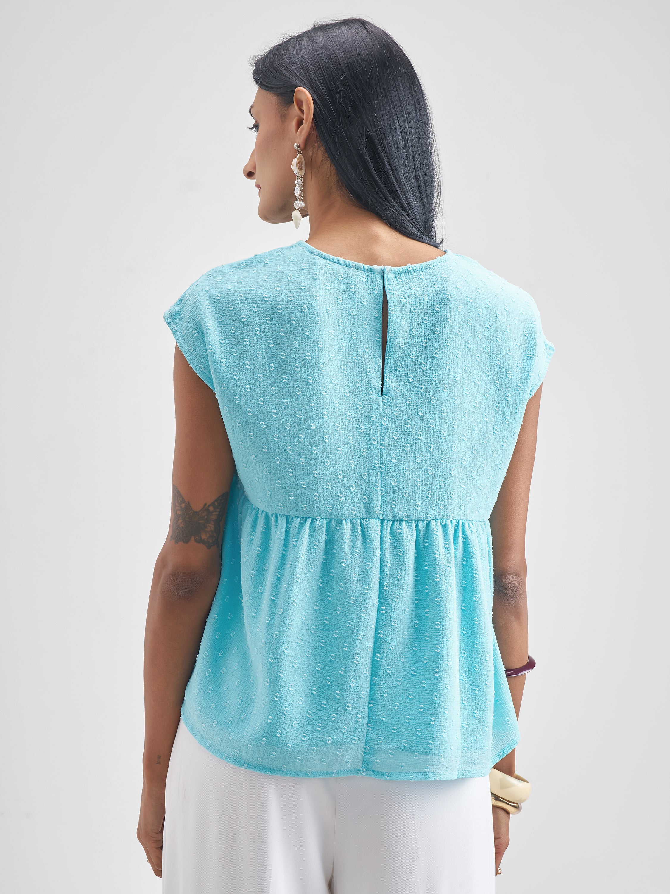 Vishudh Women Blue Embroidered Top - Blue - Image 3