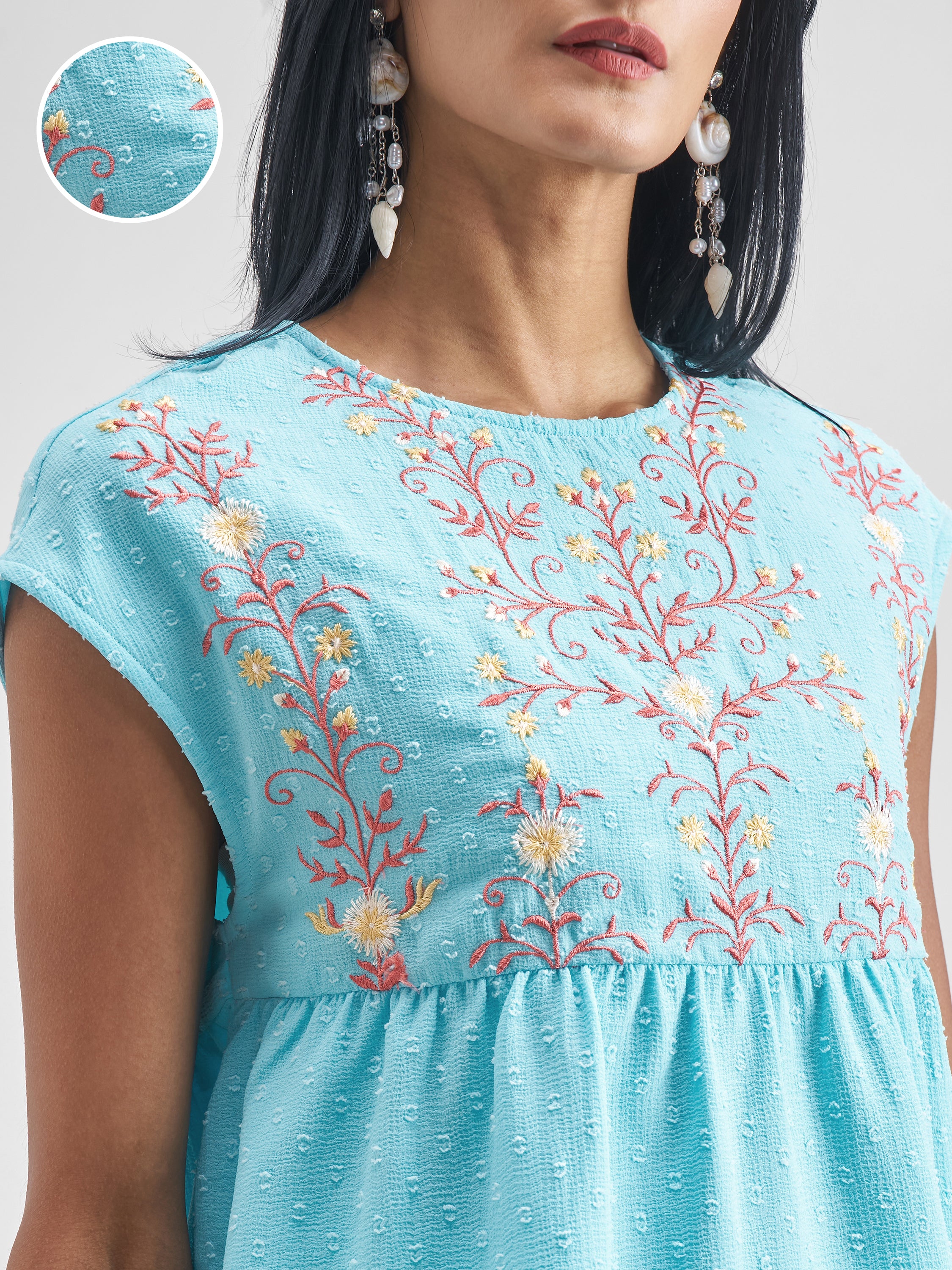 Vishudh Women Blue Embroidered Top - Blue - Image 5
