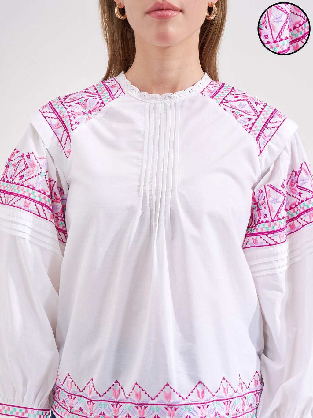 Vishudh Women White Embroidered Top