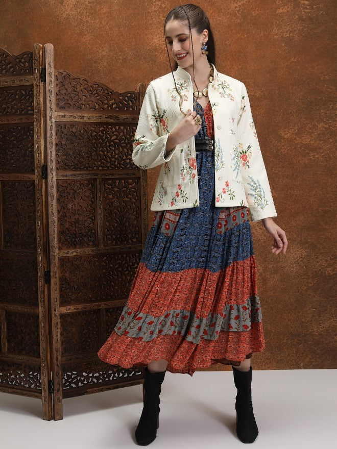 Vishudh Women Off White Open Front Jacket - Off White - Image 2
