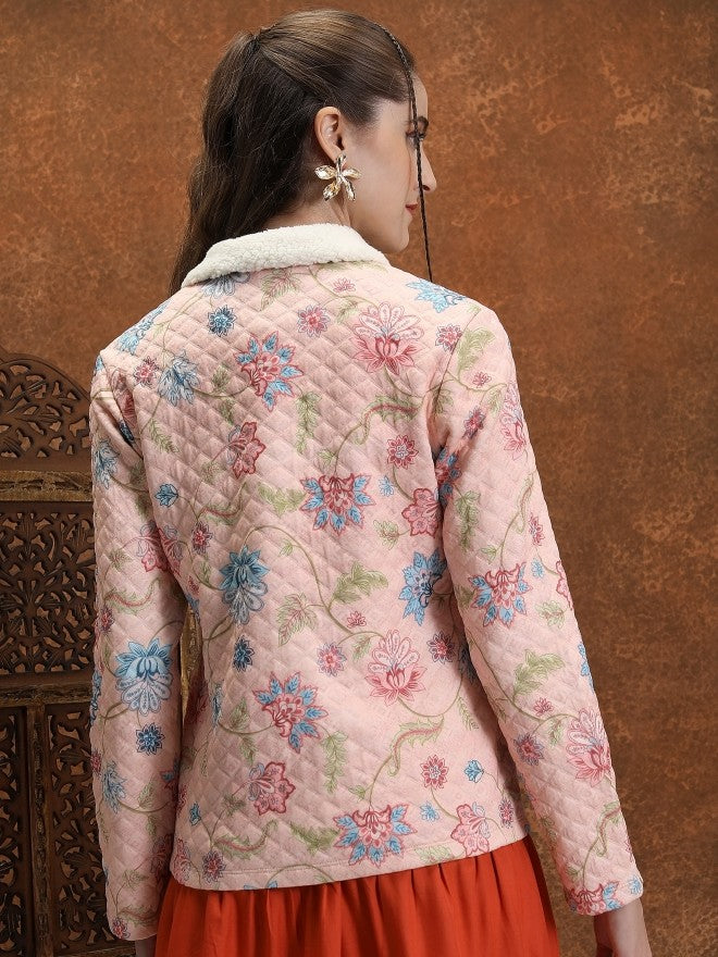 Vishudh Women Peach Open Front Jacket - Peach - Image 3