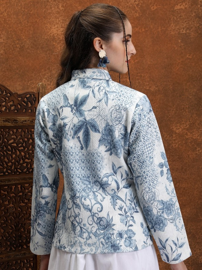 Vishudh Women White Open Front Jacket - White - Image 3