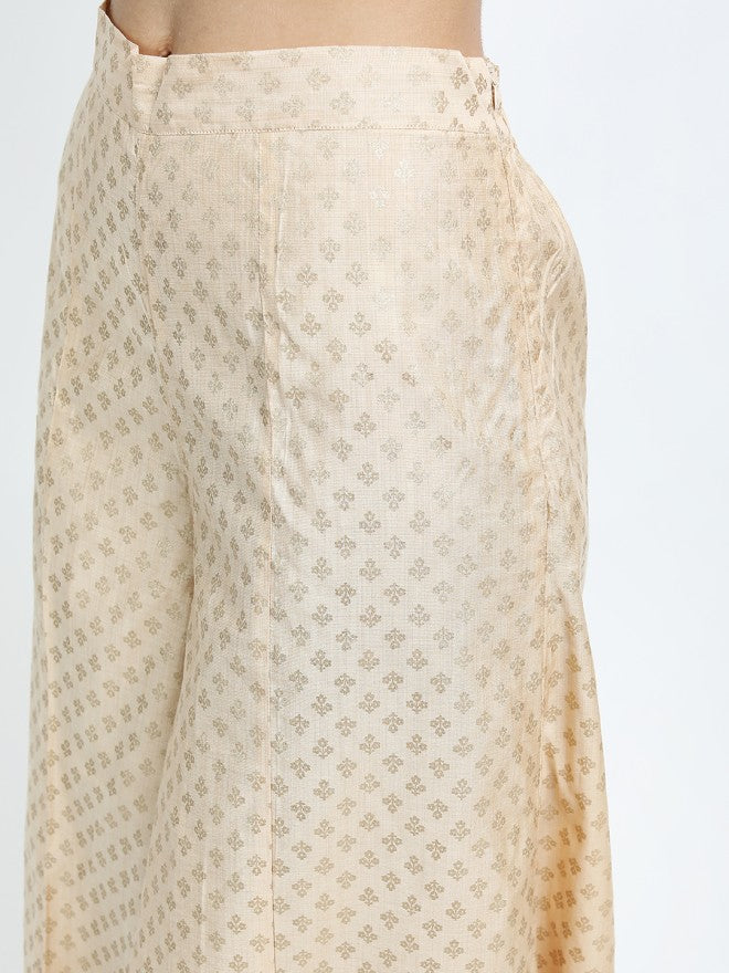 Vishudh Women Beige Printed Straight Palazzos - Beige - Image 4