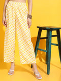 Vishudh Women Yellow Printed Straight Palazzos - Yellow - Image 1