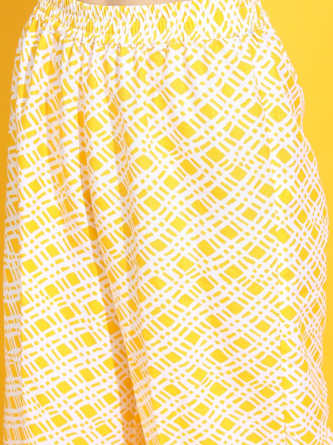 Vishudh Women Yellow Printed Straight Palazzos - Yellow - Image 5