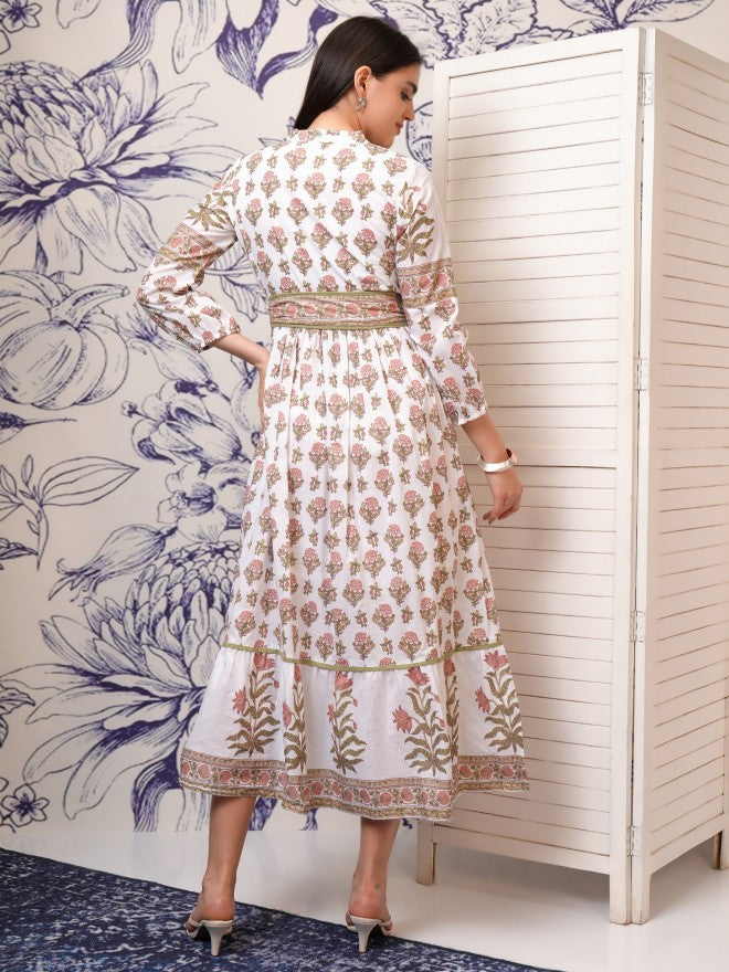 Vishudh women Brown Printed Fit And Flare Dress - Brown - Image 3
