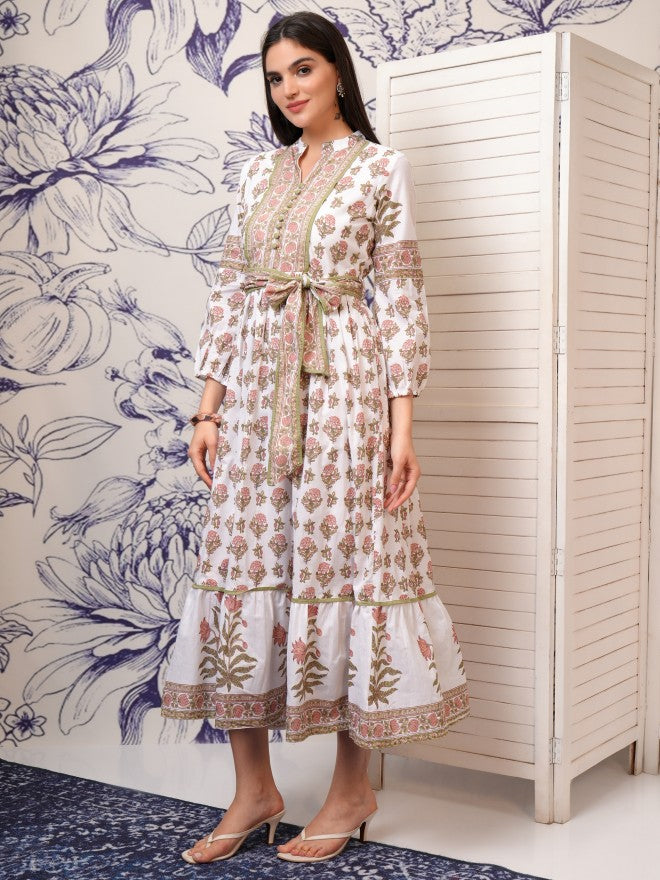 Vishudh women Brown Printed Fit And Flare Dress - Brown - Image 4