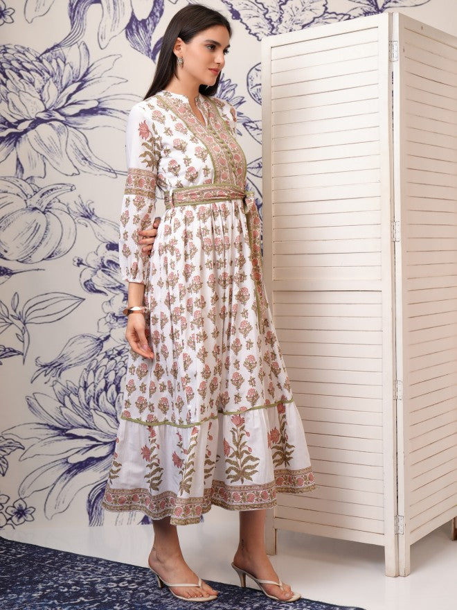 Vishudh women Brown Printed Fit And Flare Dress - Brown - Image 6