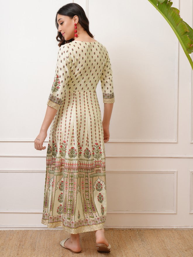 Vishudh Women Peach Embroidered Maxi Dress - Peach - Image 3