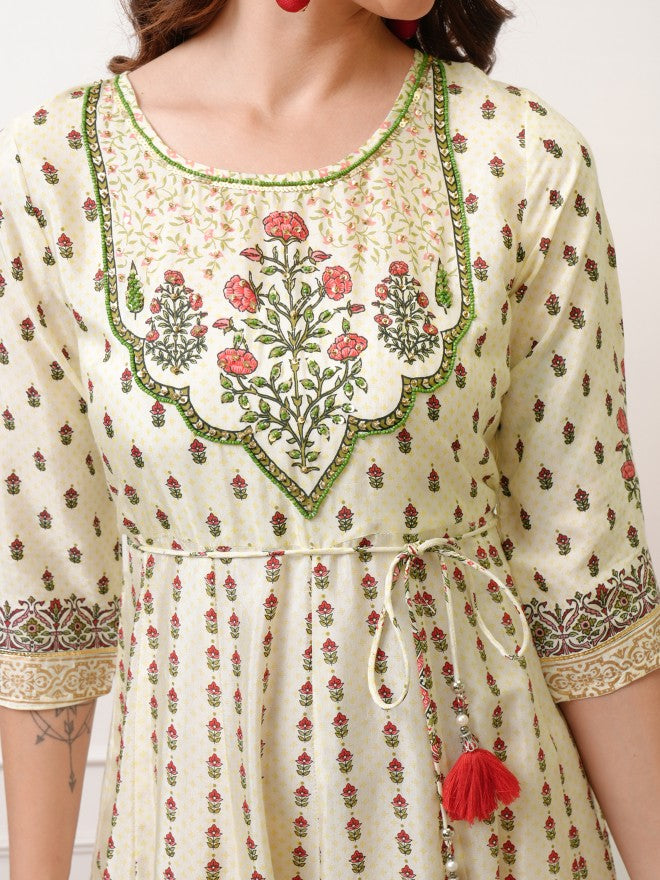 Vishudh Women Peach Embroidered Maxi Dress - Peach - Image 5