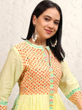 Vishudh women Mustard Printed A-Line Dress - Mustard - Image 1