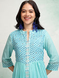 Vishudh women Blue Embroidered Maxi Dress - Blue - Image 1