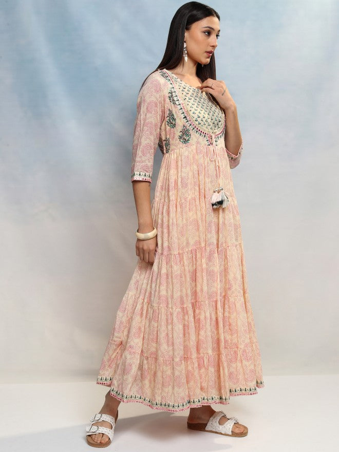Vishudh Women Pink Printed Maxi Dress - Pink - Image 6